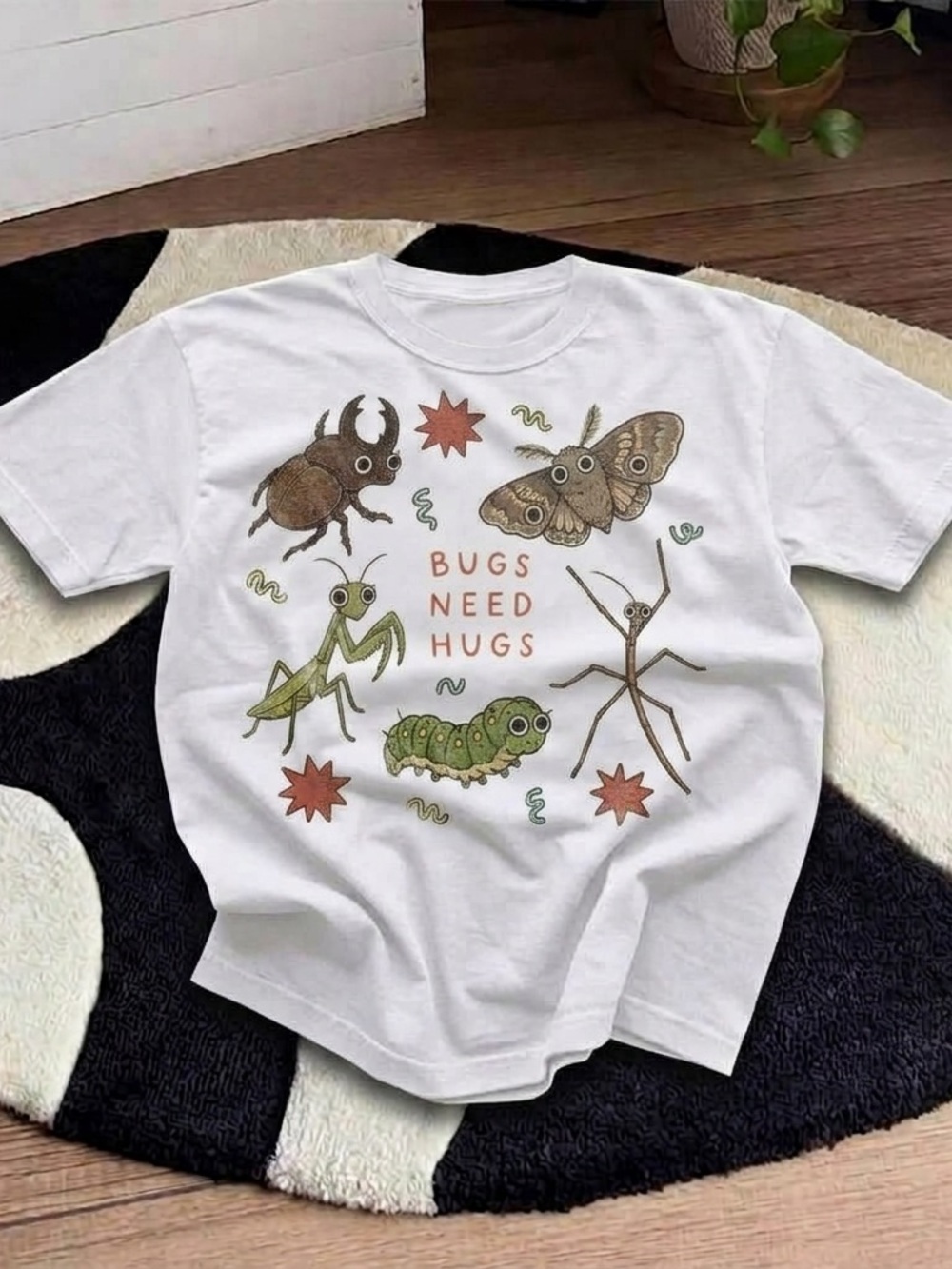 Bugs Need Hugs Shirt, Cute Insect Graphic Tee - White Unisex